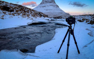 Fotógrafo paisajista Miguel Angel Morenatti probando tripodes Leofoto en invierno